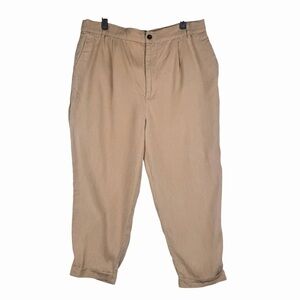 Zara Women’s Pants 100% Lyocell Trouser Size XL Tan Beige Casual High Waisted